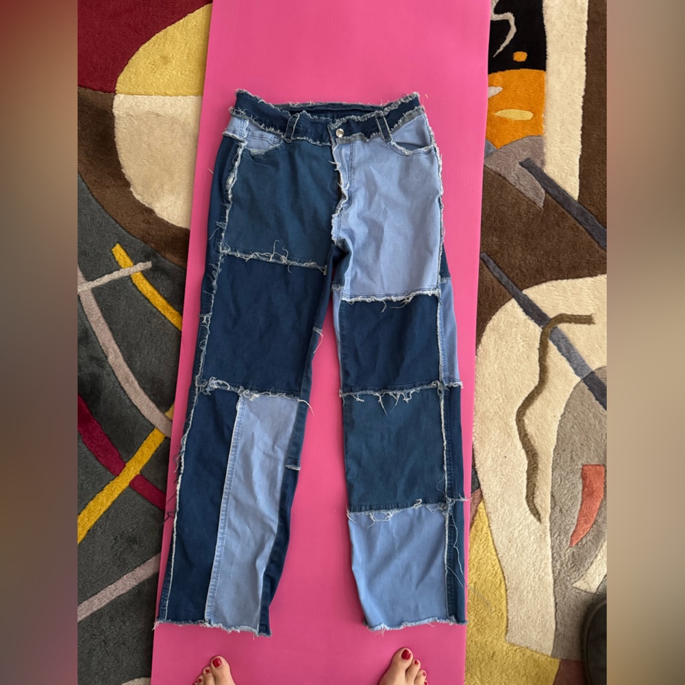 Jeans Patchwork blue Jeans with raw hem size XL